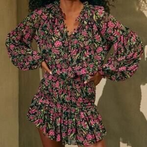 Misa Los Angeles Celina Sleeve Mini Dress in Floral Fuchsia Size Small